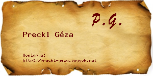 Preckl Géza névjegykártya